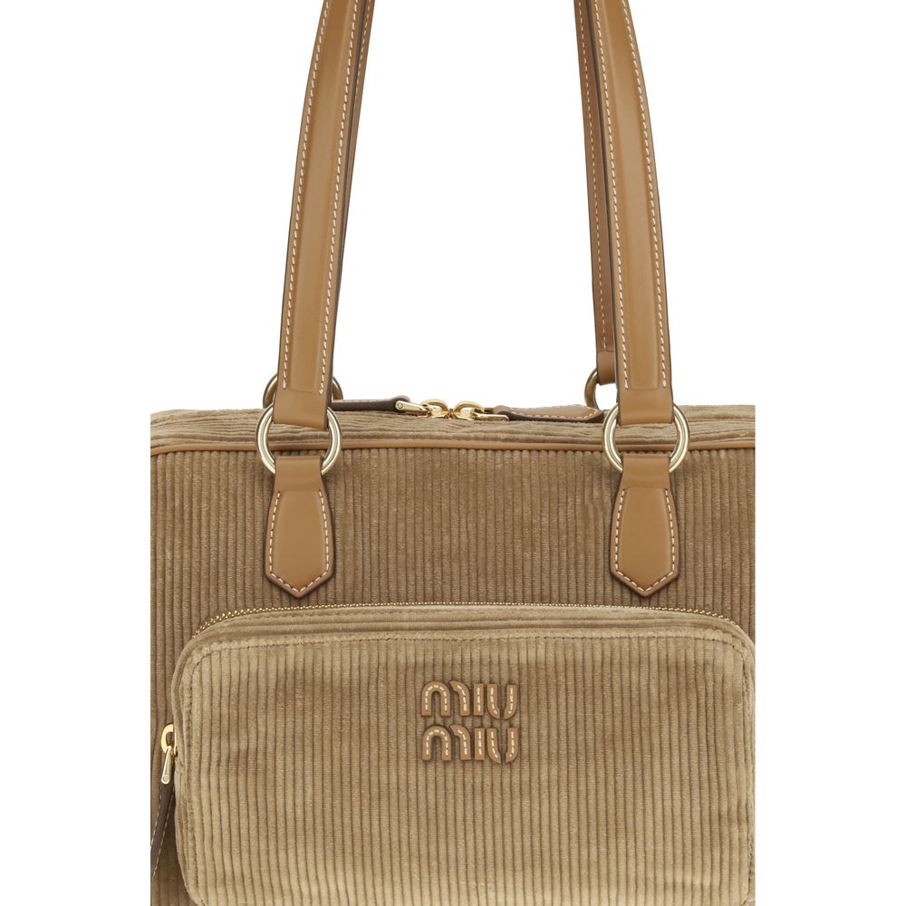 Sac porté épaule Miu Miu en coton beige