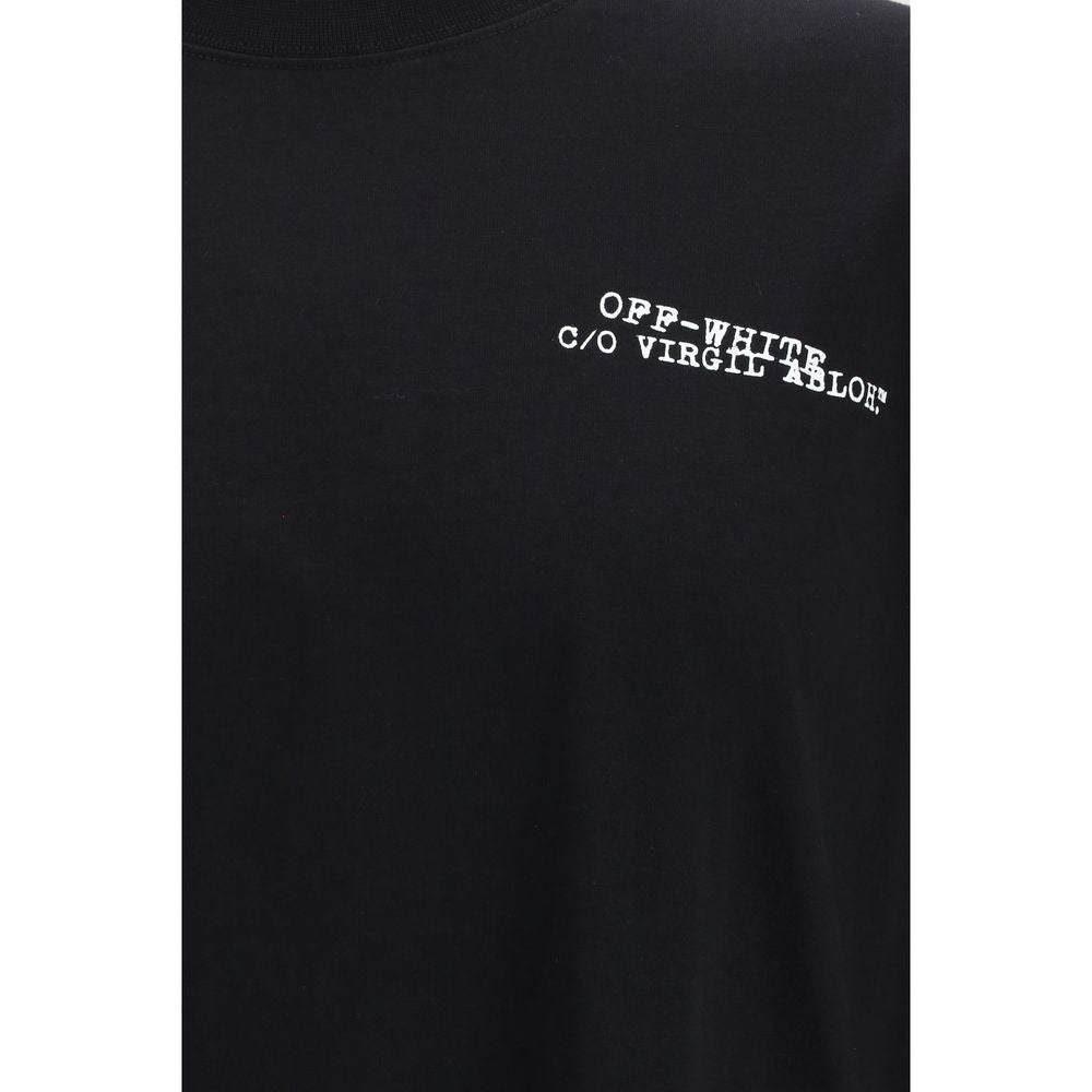 T-Shirt Nera in Cotone Off-White