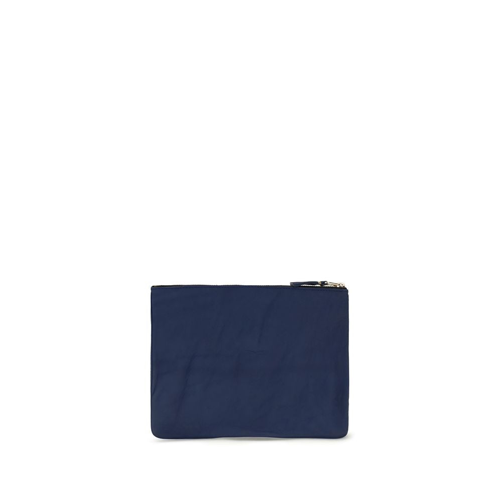 Portafoglio Comme Des Garçons in pelle di vitello blu Bos Taurus