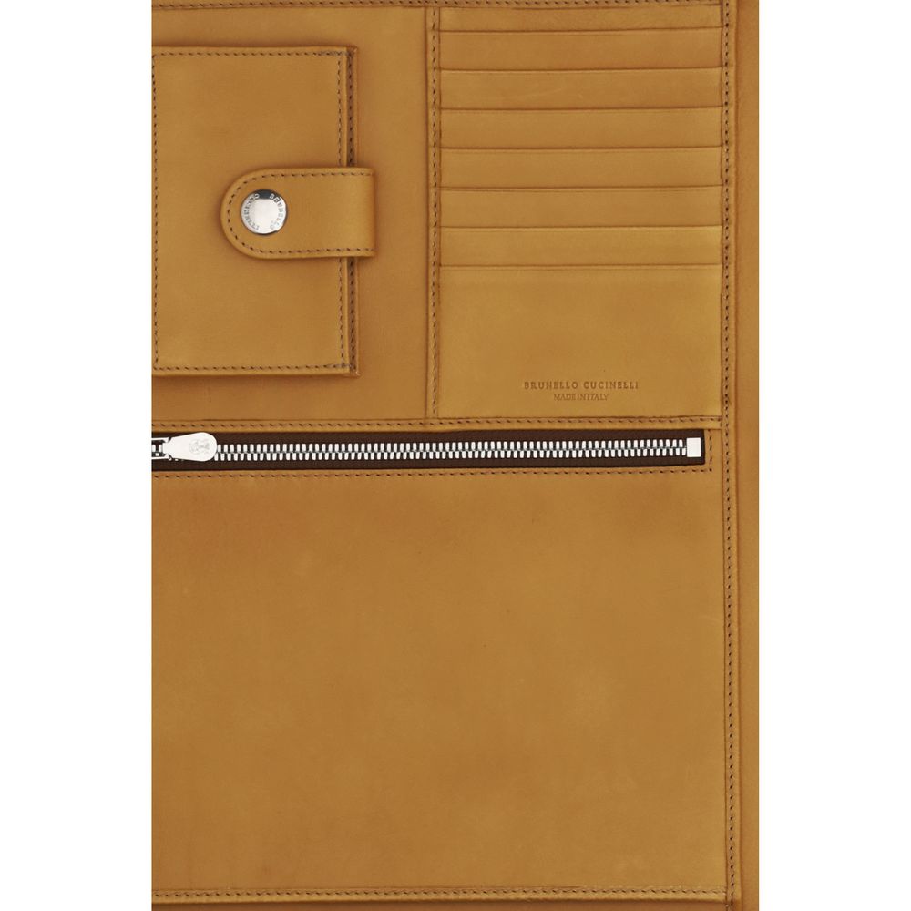 Portefeuille Brunello Cucinelli en cuir de veau marron