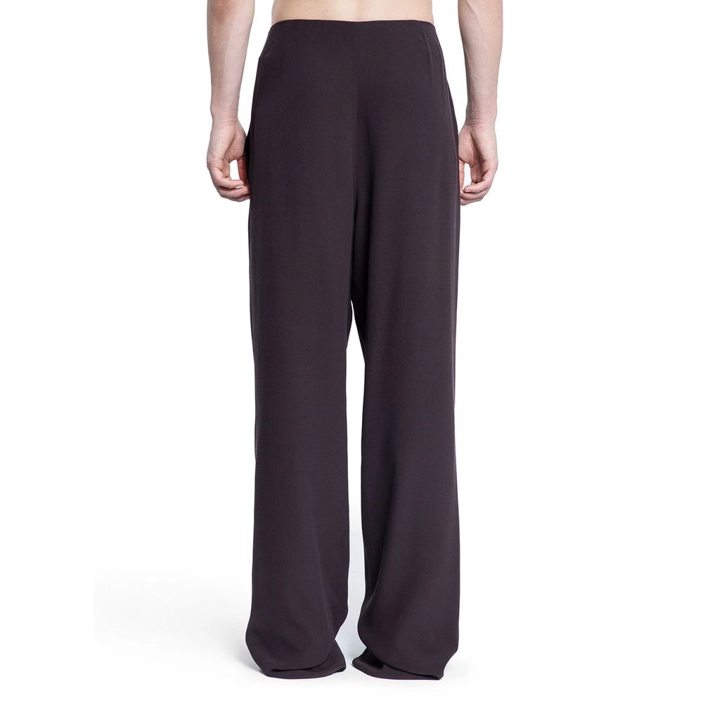 Pantaloni Casual Saint Laurent in Seta Marrone