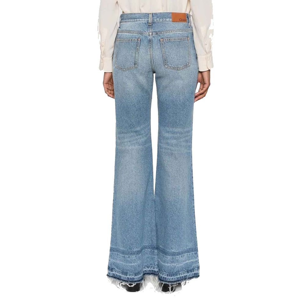 Jeans svasati Chloé in cotone blu