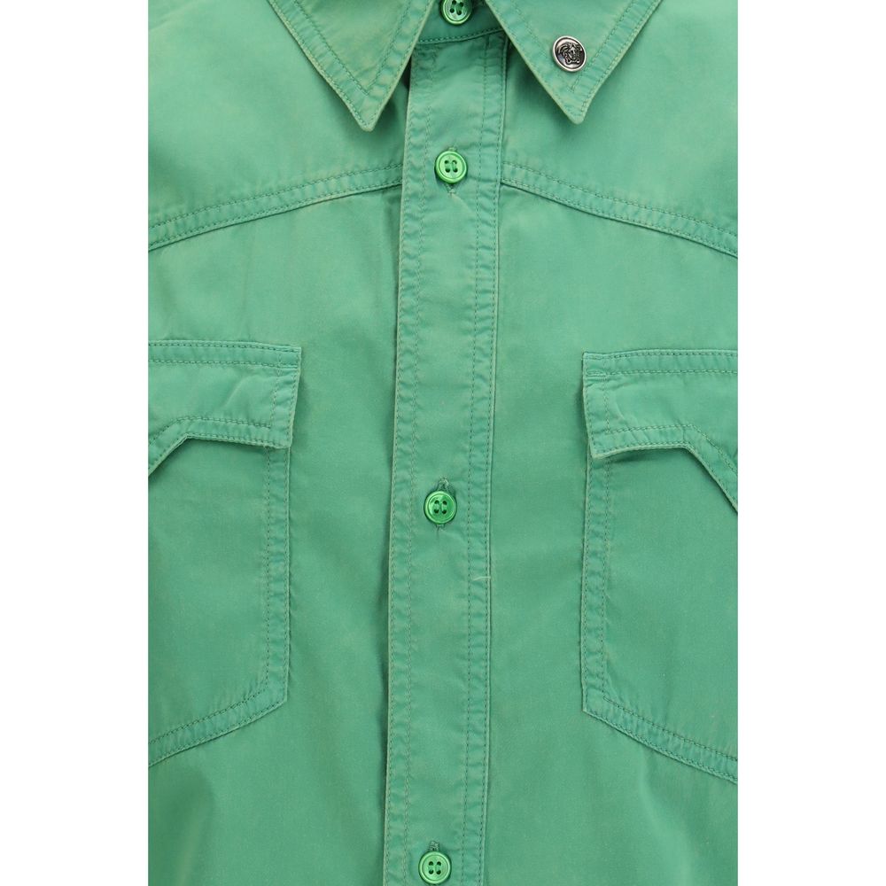 Camicia Versace a maniche corte in cotone bicolore
