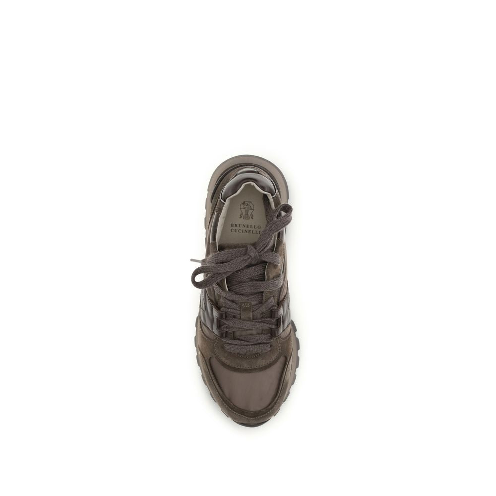 Sneakers sportive Brunello Cucinelli in pelle di vitello marrone Bos Taurus