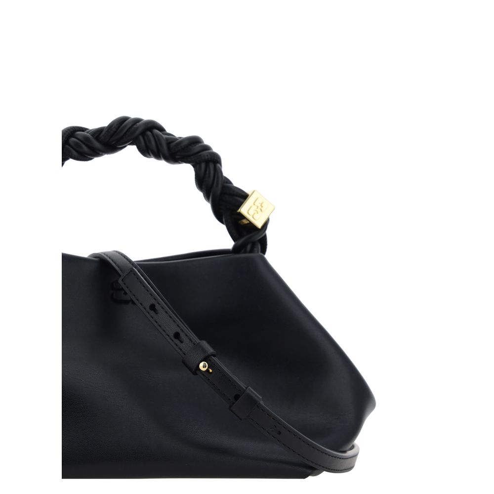 Borsa a mano Ganni in pelle di vitello nera Bos Taurus
