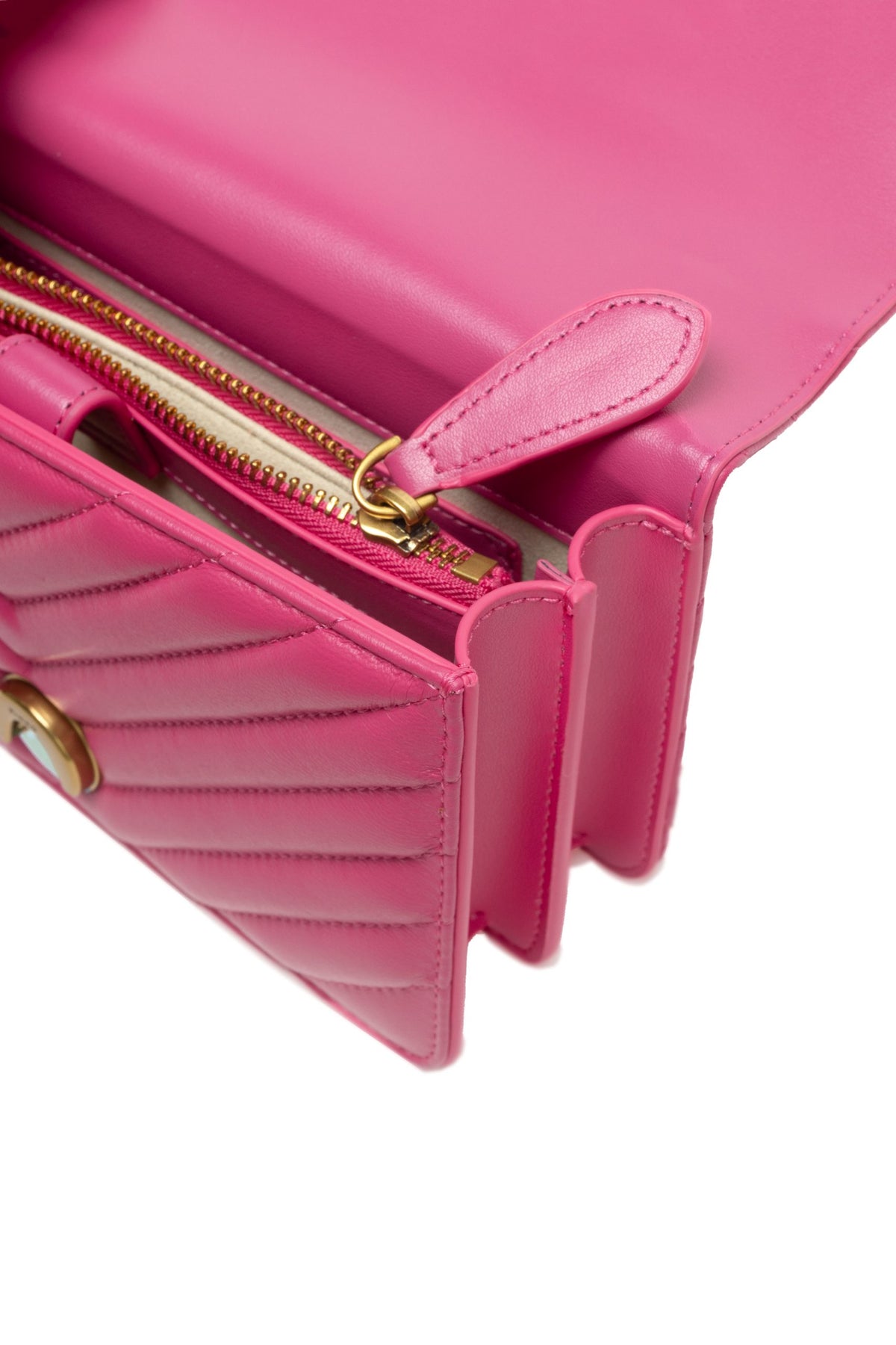 PINKO Borsa a Spalla Mini Love One in Pelle Rosa