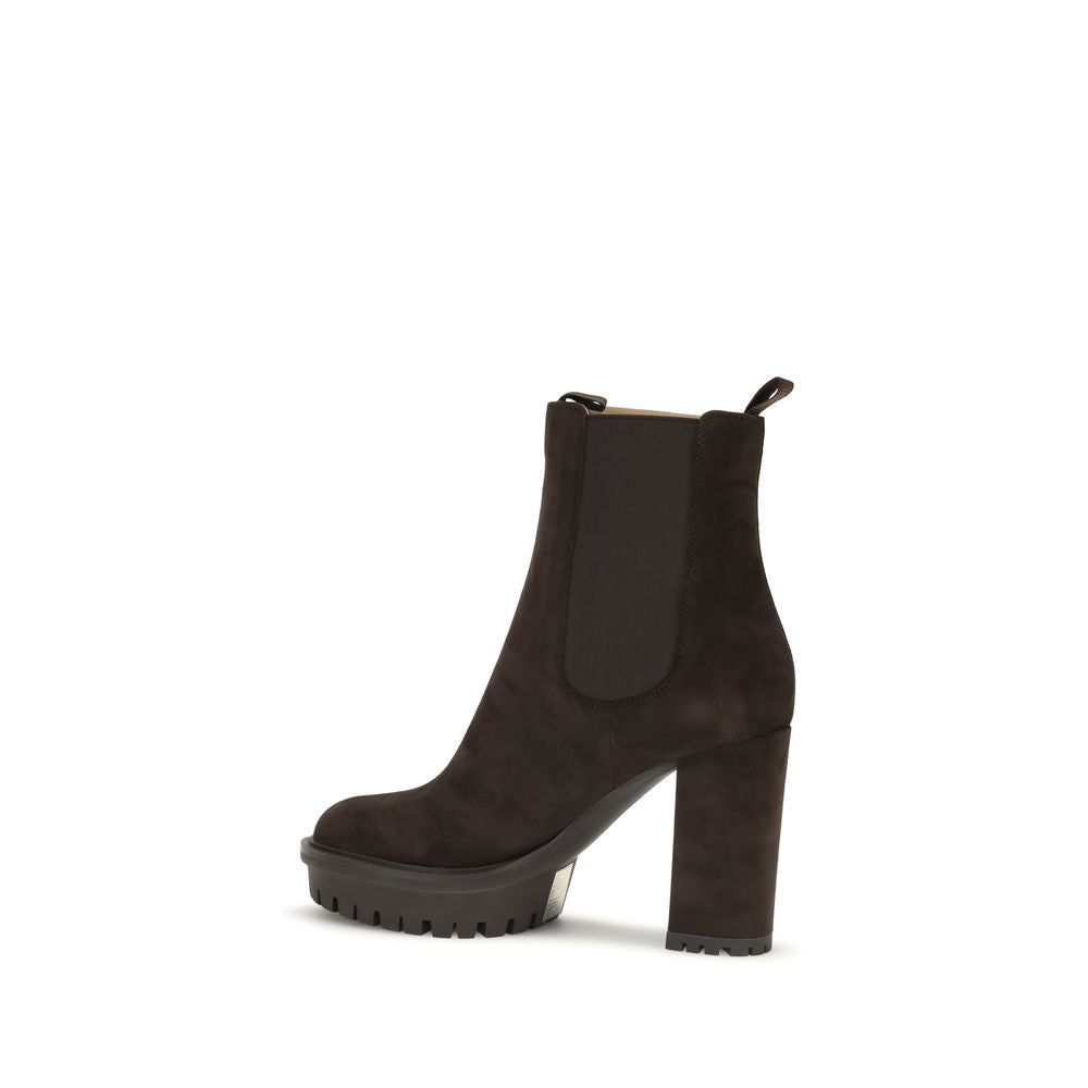 Bottines Gianvito Rossi en cuir de veau marron Bos Taurus