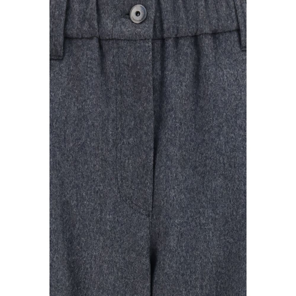 Brunello Cucinelli Pantaloni Casual Grigio in Lana Oves Aries