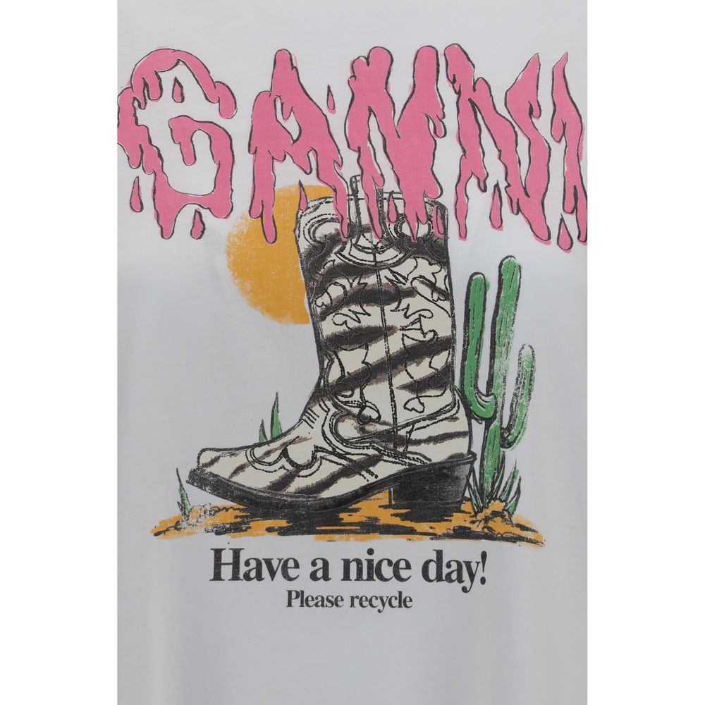 T-shirt Ganni in cotone bianco