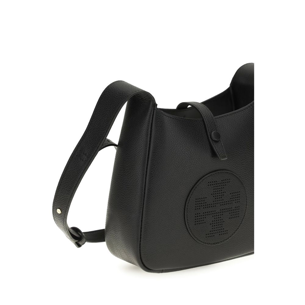 Borsa a spalla Tory Burch in pelle di vitello nera Bos Taurus