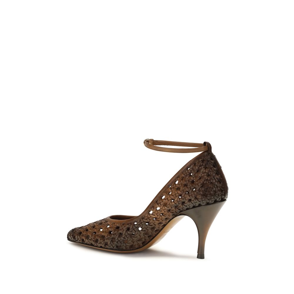 Décolleté Miu Miu con tacco alto in pelle di vitello beige Bos Taurus