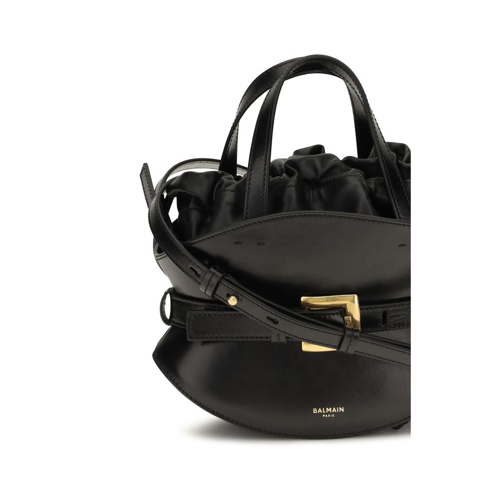 Borsa a spalla Balmain in pelle di vitello nera Bos Taurus