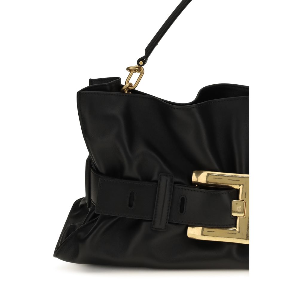 Sac à main Balmain en cuir de veau noir Bos Taurus