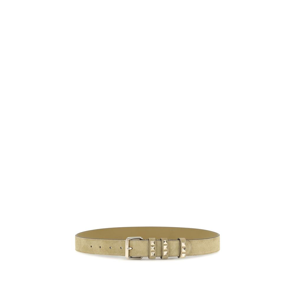 Ceinture classique Valentino Garavani en cuir suédé beige