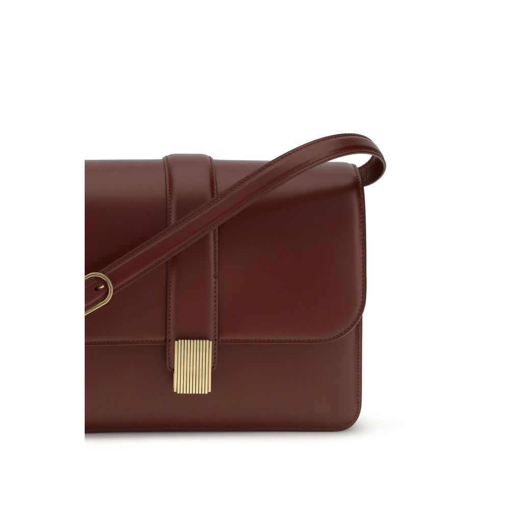 Sac porté épaule Khaite Bordeaux en cuir de veau Bos Taurus