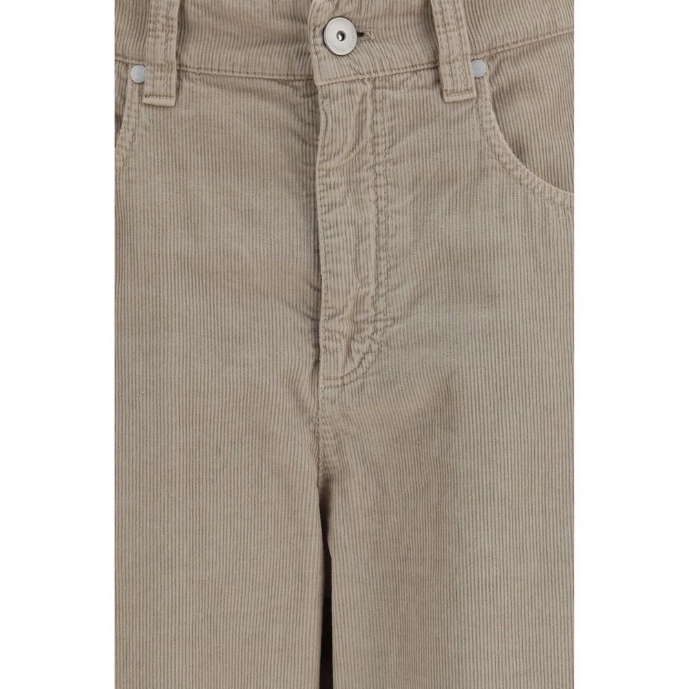 Brunello Cucinelli Pantaloni casual in cotone beige