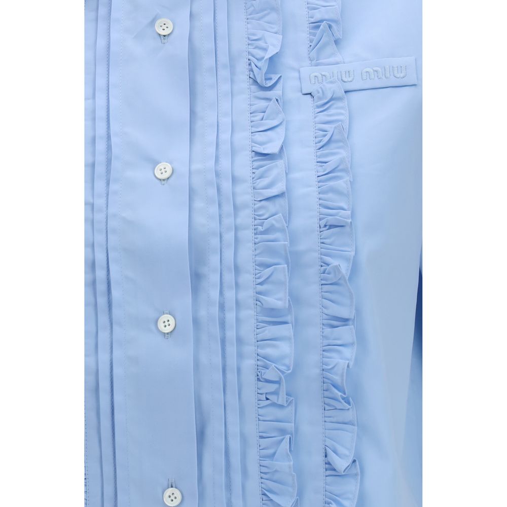 Chemise Miu Miu manches courtes en coton bleu