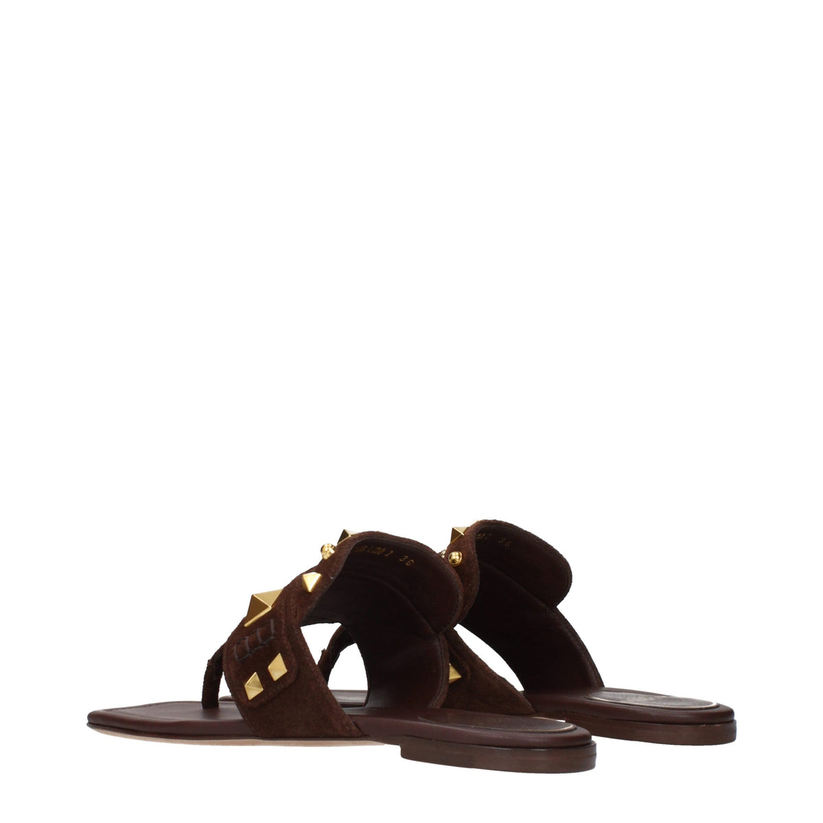 Sandales tongs en cuir marron Valentino Garavani