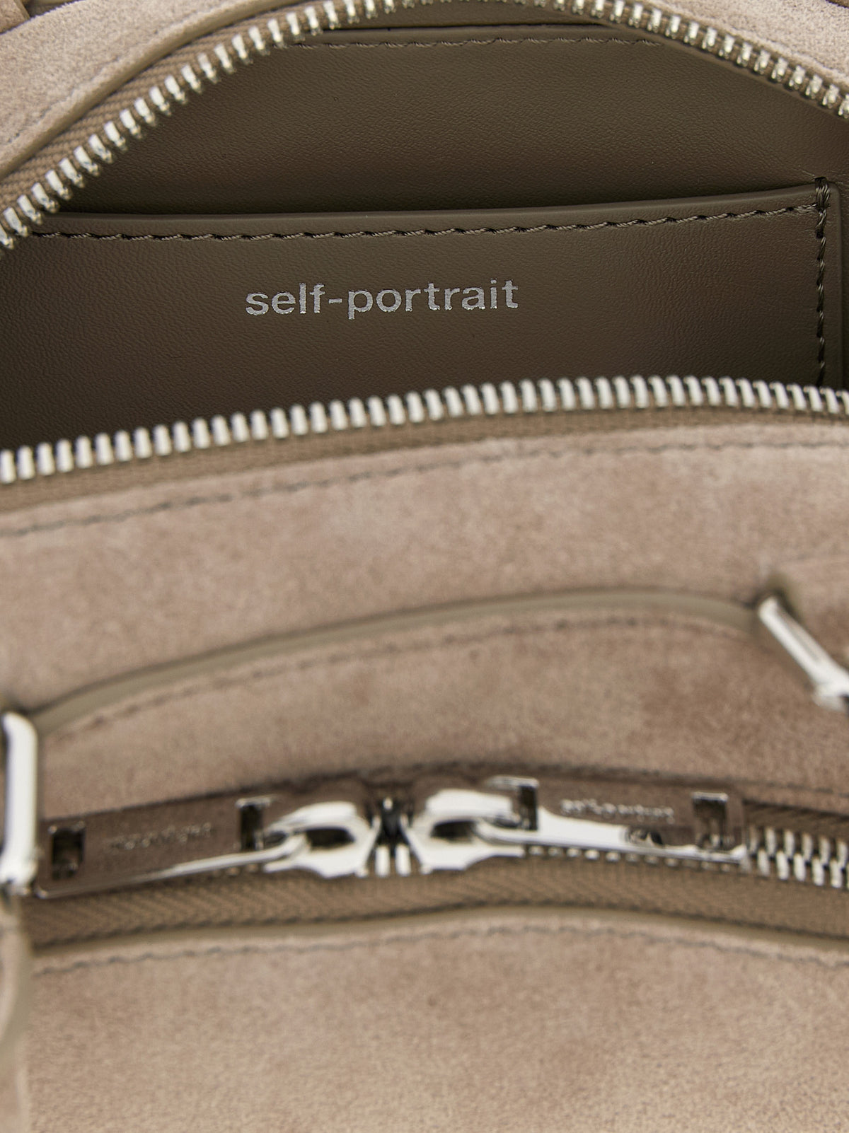 Self-Portrait Gray Lamb Leather Shoulder Bag