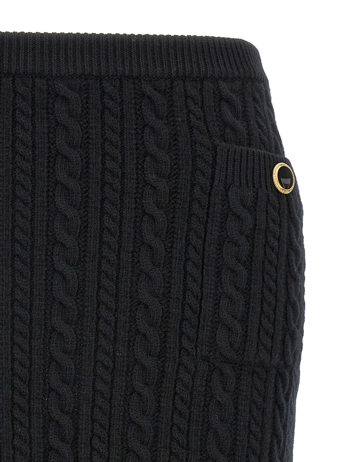 Jupe longue en laine noire Alessandra Rich