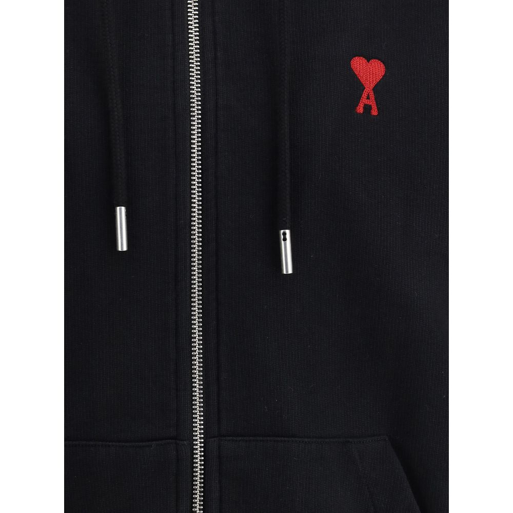 Sweat-shirt noir en coton Ami Paris