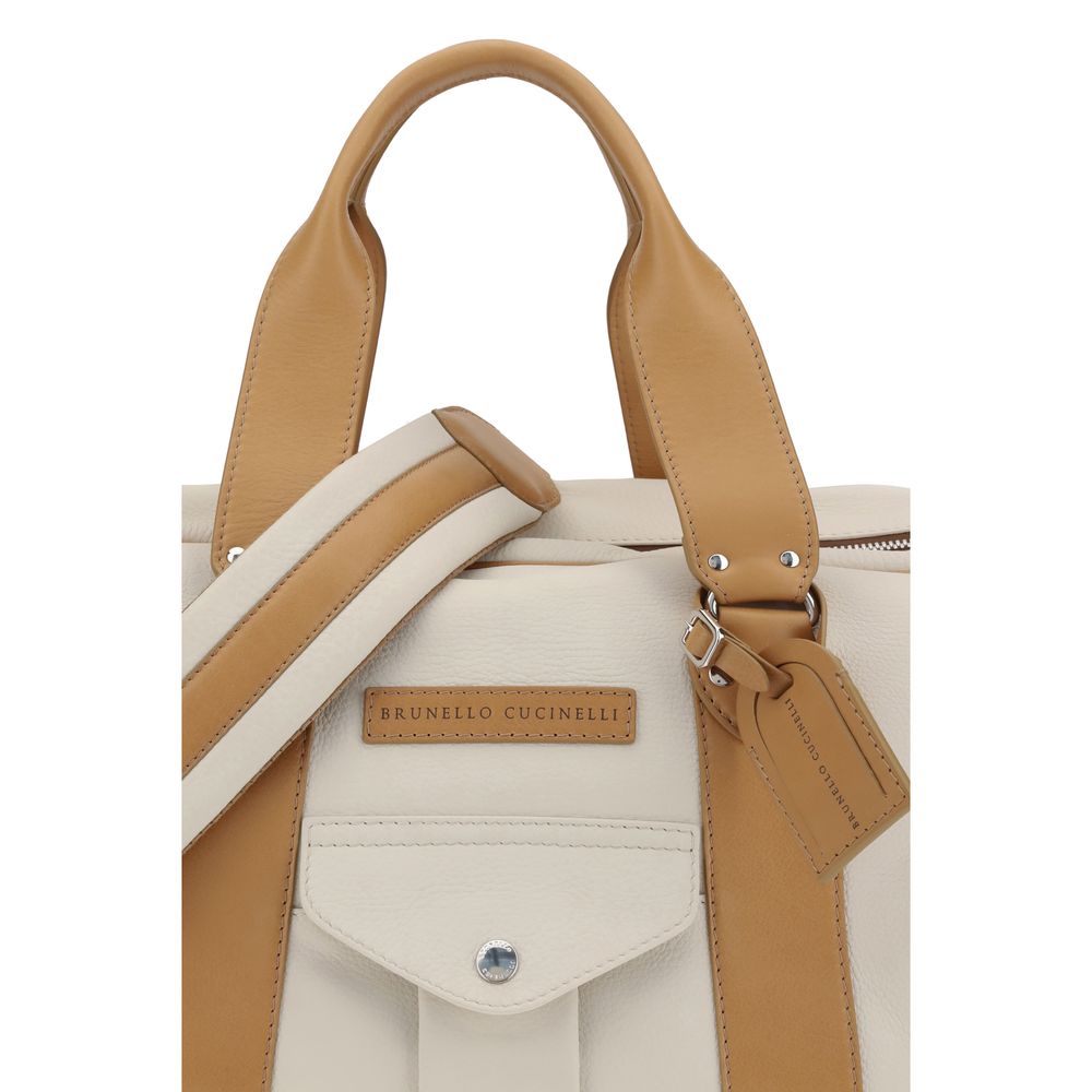 Brunello Cucinelli Valigeria e articoli da viaggio in pelle di vitello beige Bos Taurus