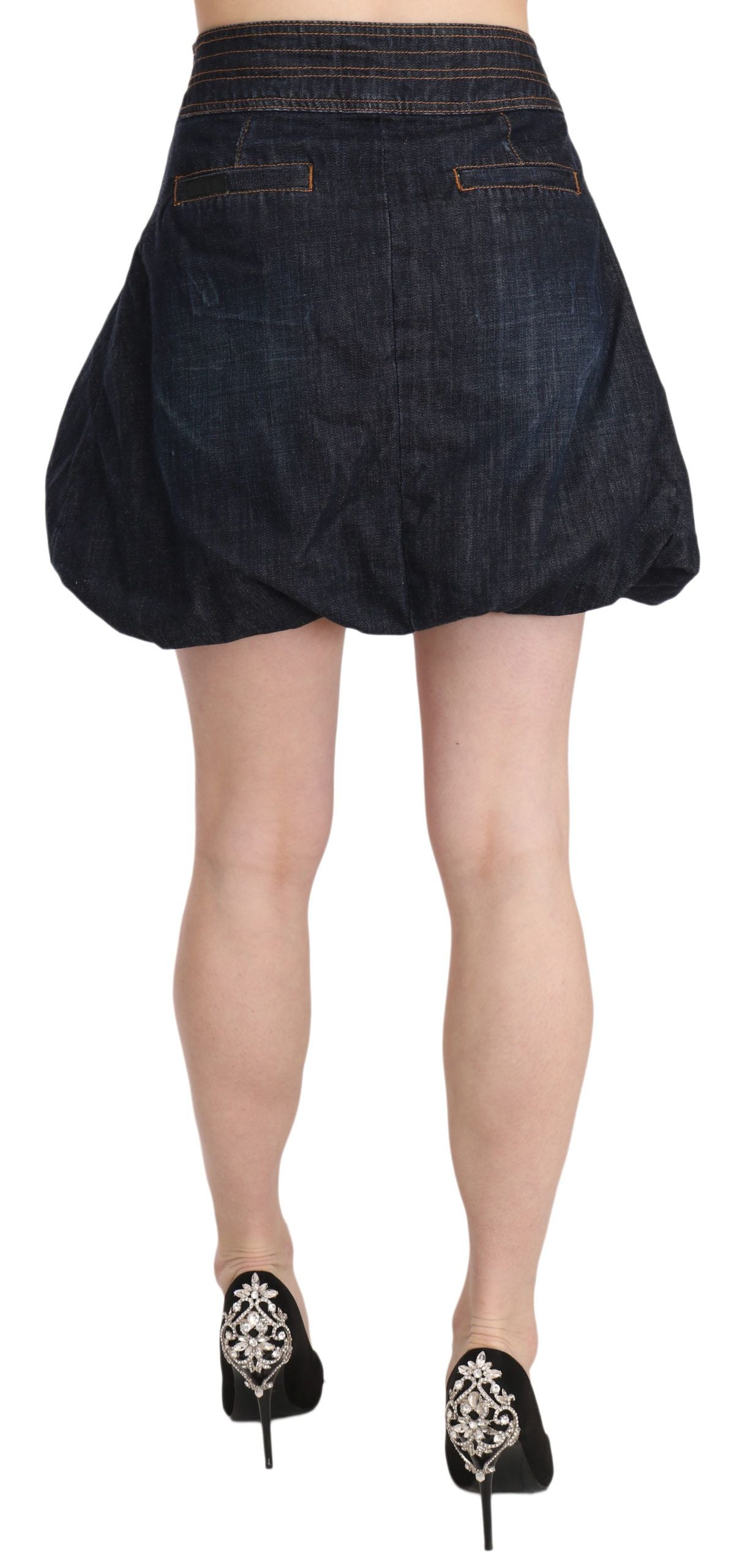 Jean Exte Blue en denim de coton stretch, coupe trapèze mini