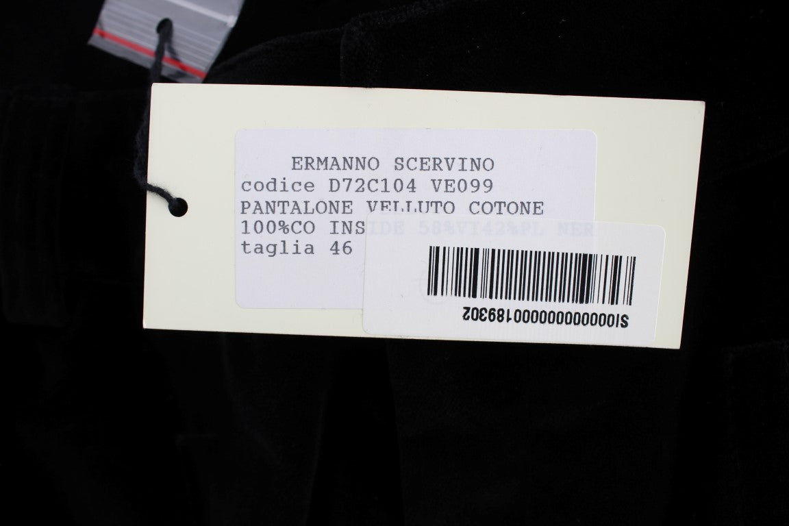 Ermanno Scervino Pantalon droit en coton velours noir