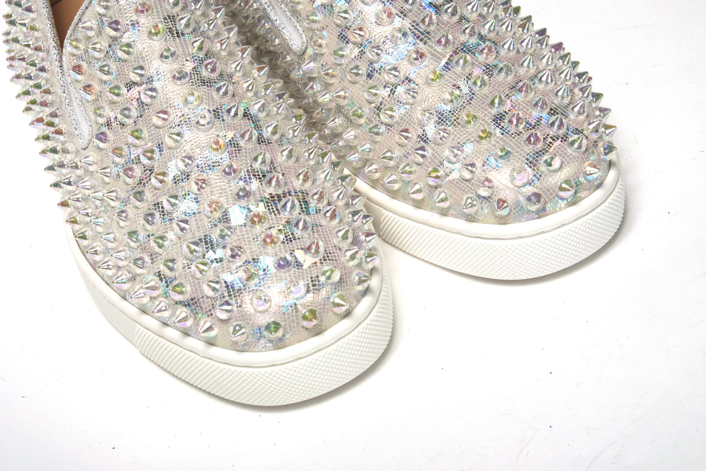 Christian Louboutin White Ab/Clear Ab Roller Boat Women Flat Sneaker