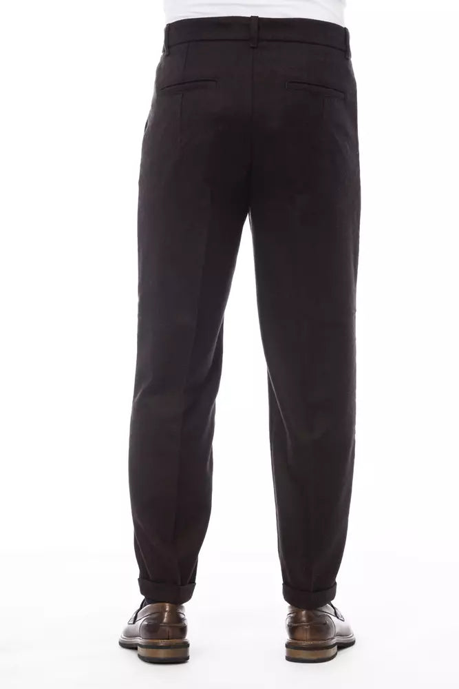 Pantaloni da uomo in lana marrone Alpha Studio