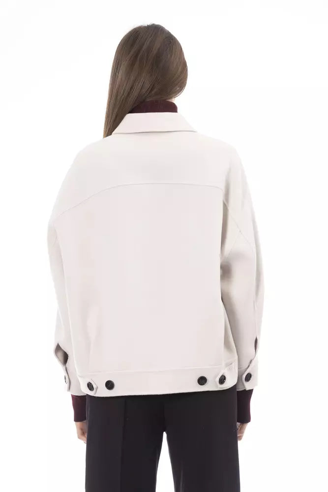 Giacca Blazer Elegante in Lana Bianca Alpha Studio