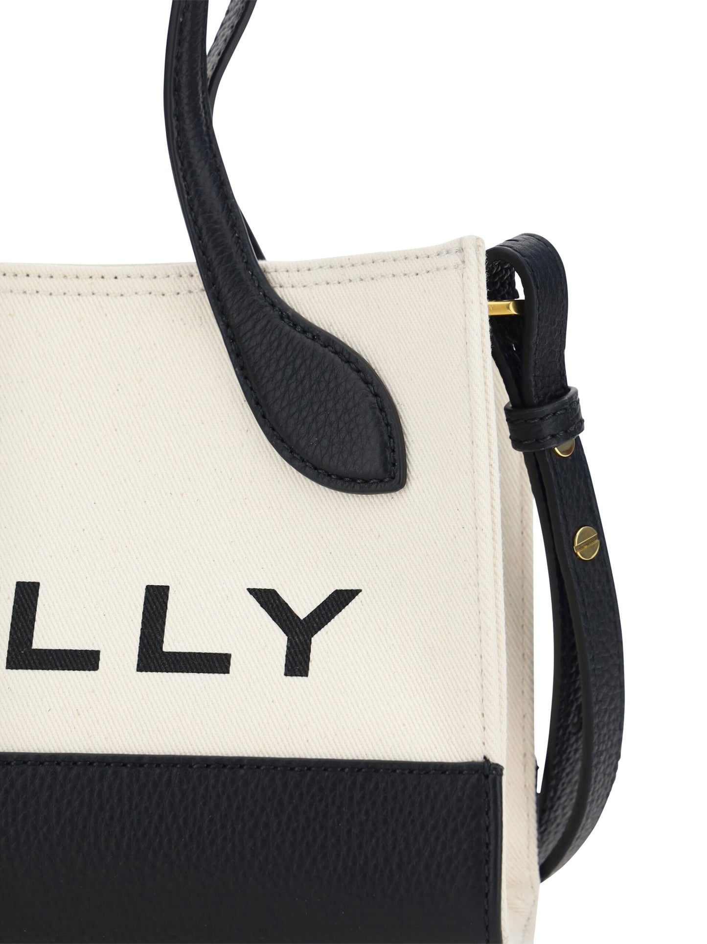 Borsa a mano mini Bally in pelle bianca e nera