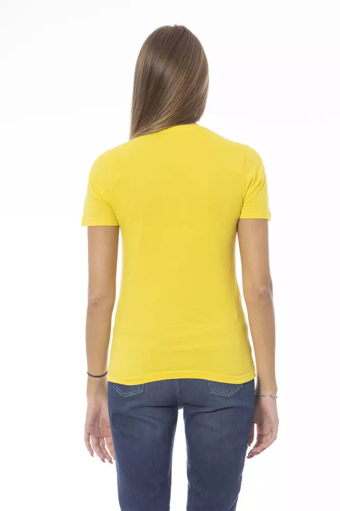 T-shirt da donna in cotone giallo Baldinini Trend