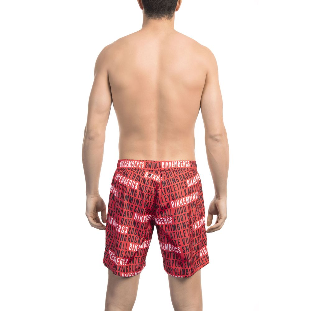 Bikkembergs Short de bain rouge en polyester pour homme
