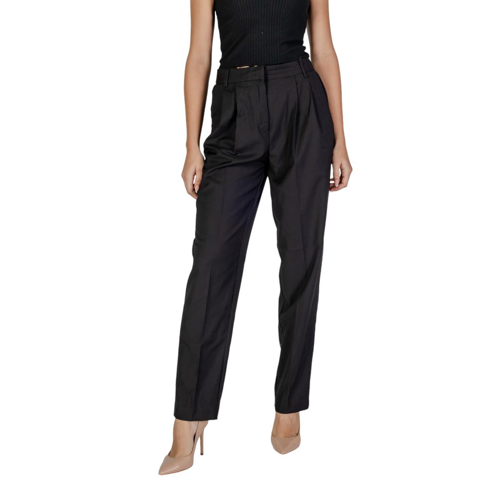Pantaloni eleganti in poliestere nero Vila Clothes