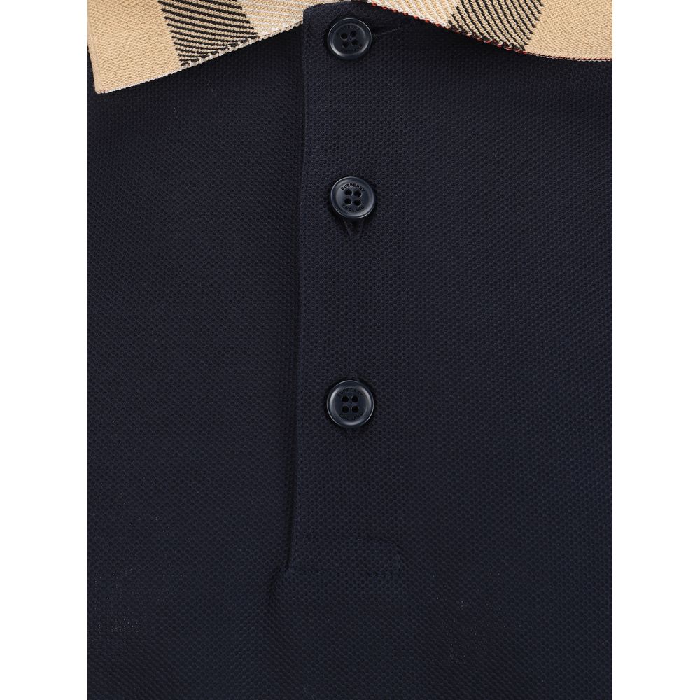 Polo in cotone blu Burberry