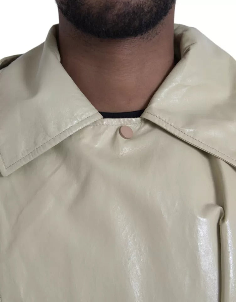 Giacca trench in pelle di agnello beige Bottega Veneta
