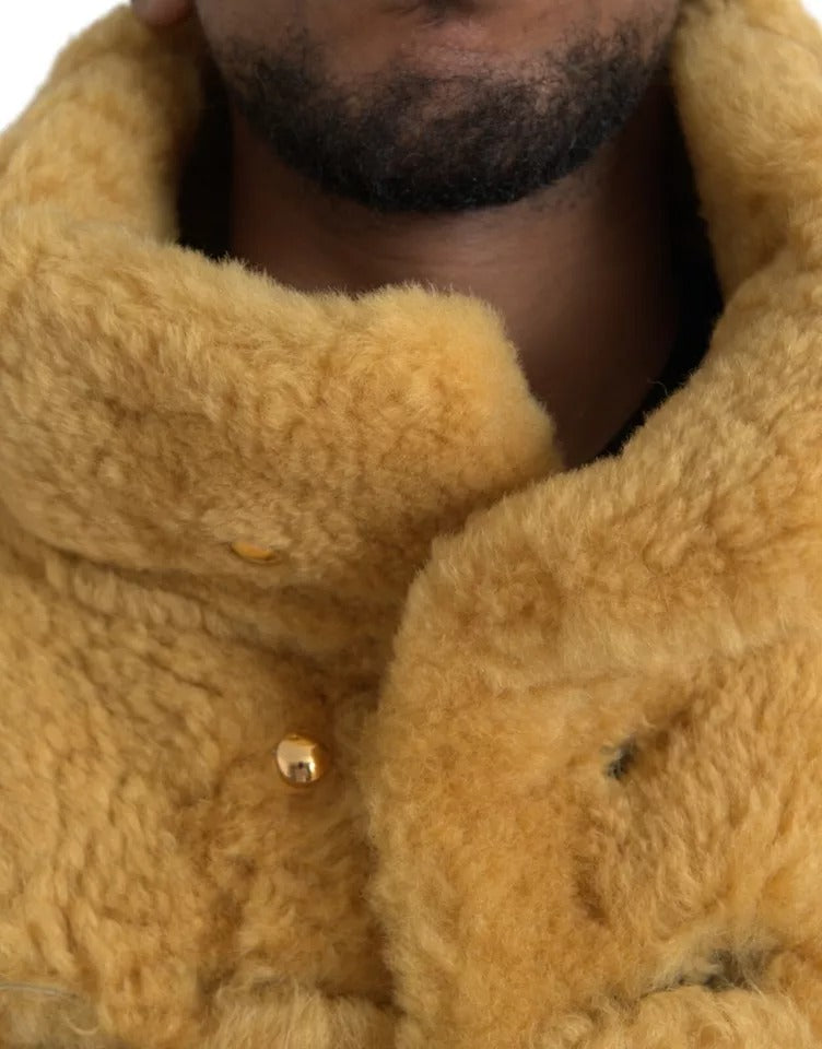 Manteau long Teddy en laine jaune Bottega Veneta
