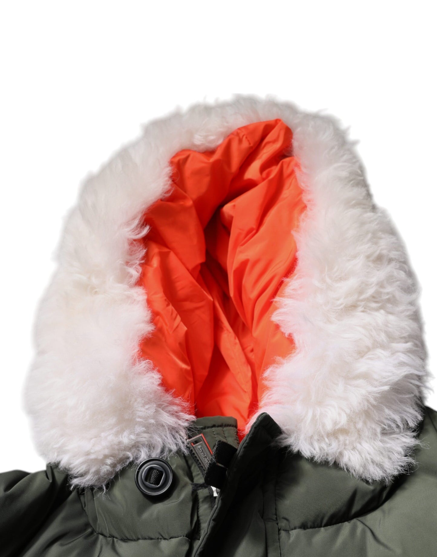 Giacca in pelliccia di montone con cappuccio e maniche lunghe verde Dsquared²