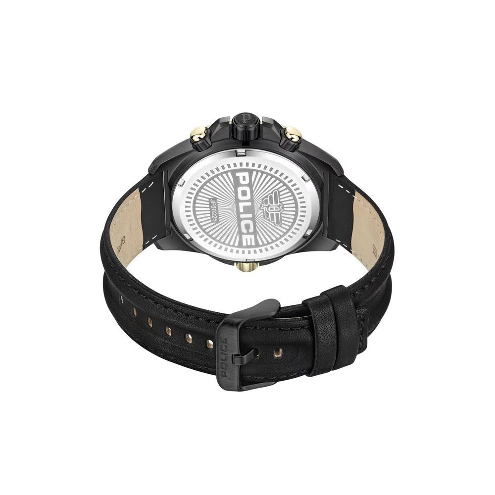 Montre habillée en cuir synthétique noir de police