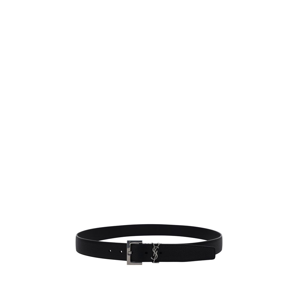 Cintura Saint Laurent in pelle di vitello nera Bos Taurus