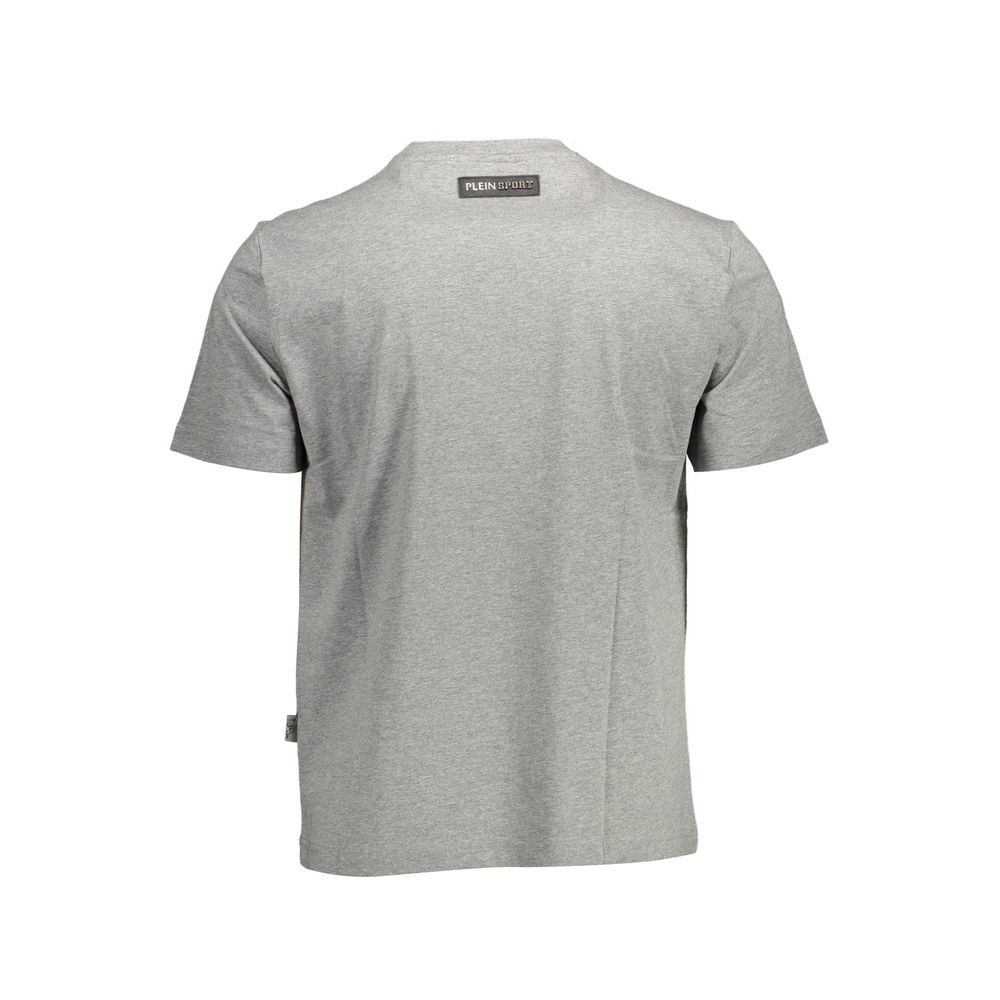 Plein Sport "T-shirt da uomo in cotone grigio con dettagli a contrasto"