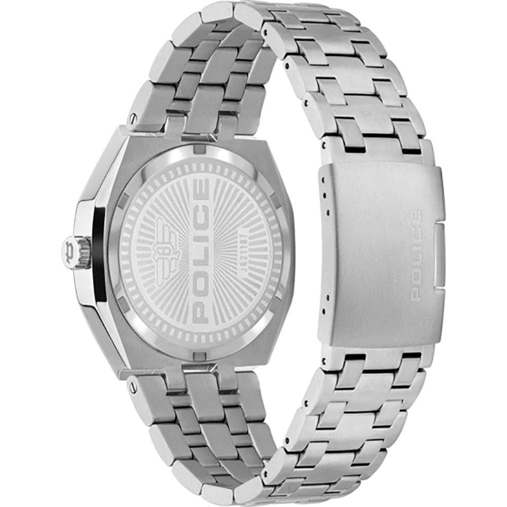 Orologio elegante in acciaio inossidabile color argento della polizia