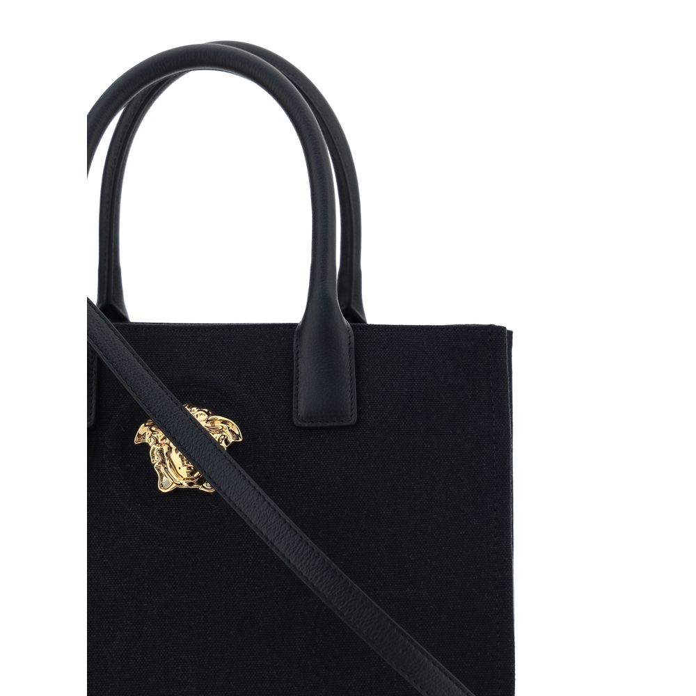 Borsa a tracolla in cotone nero Versace