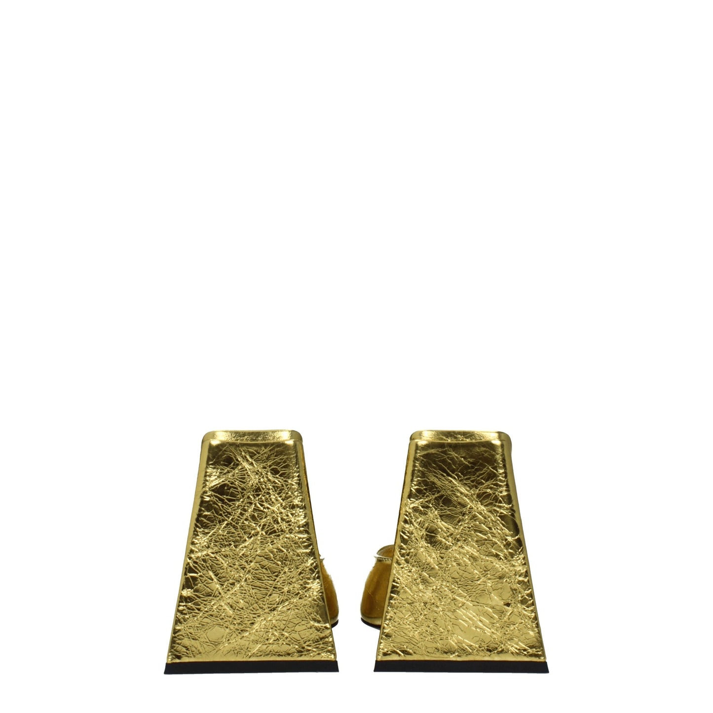 Sandali con plateau in pelle dorata Attico