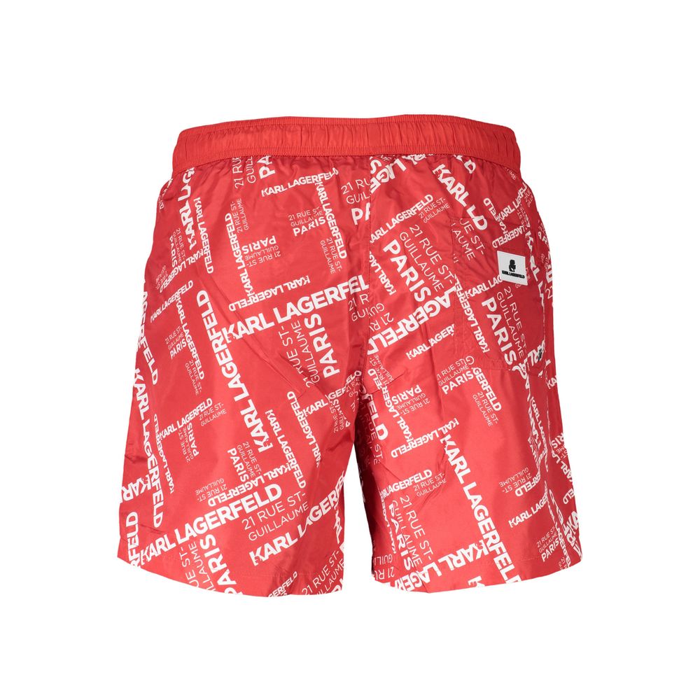 Boxer da bagno da uomo in poliestere rosso Karl Lagerfeld
