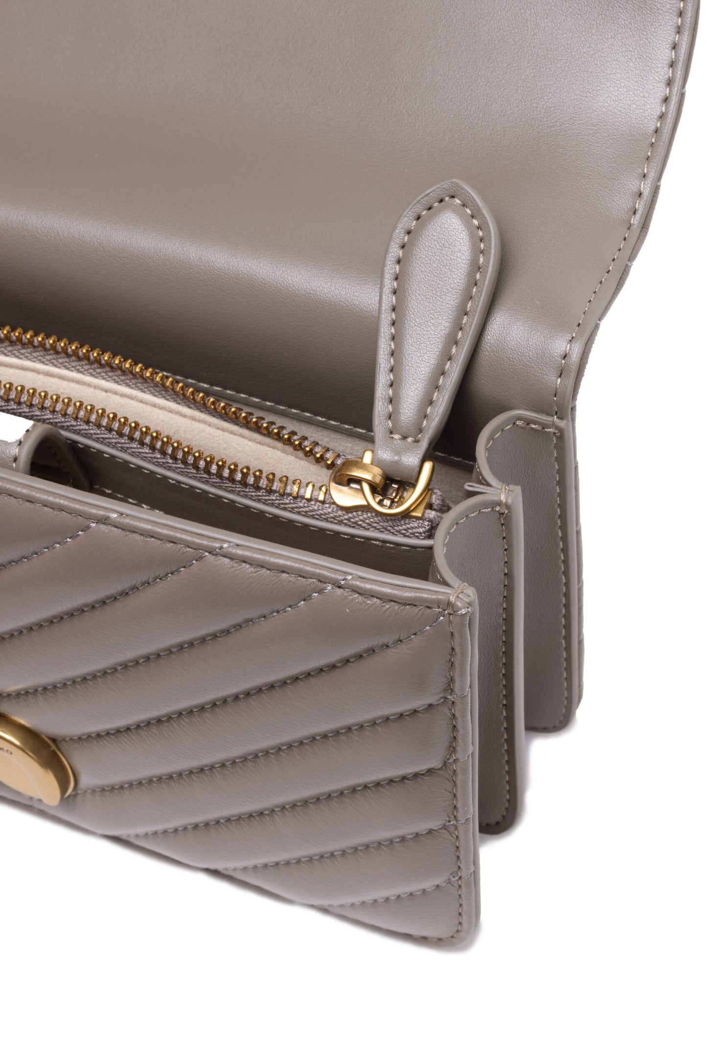 Sac bandoulière mini PINKO Love One en cuir gris