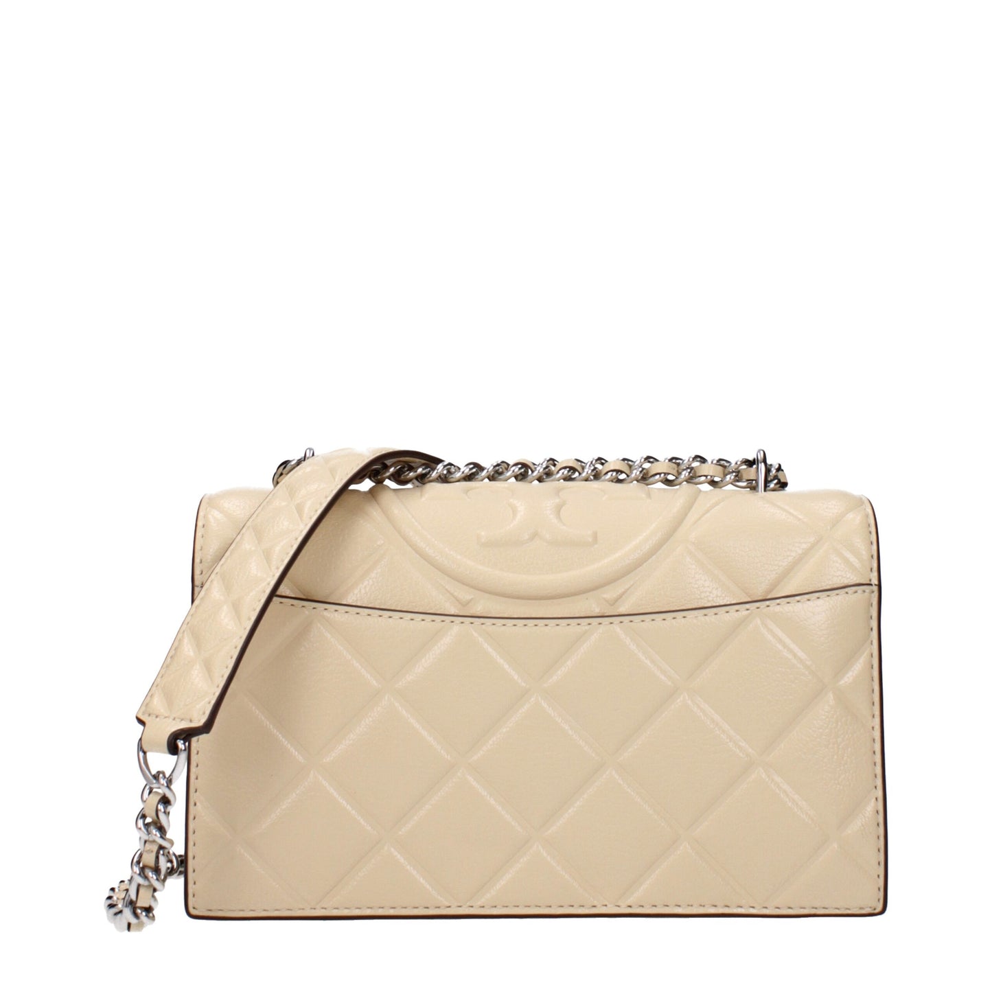 Borsa a tracolla in pelle beige Tory Burch