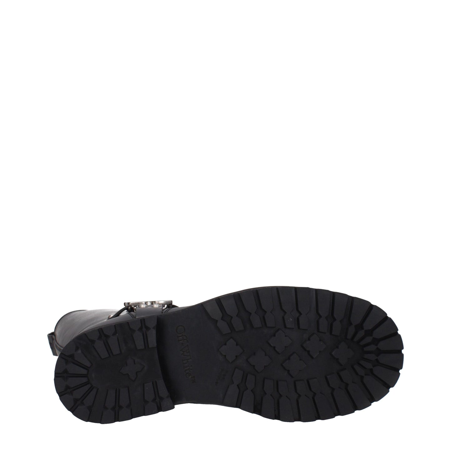 Stivali piatti in pelle nera bianco sporco