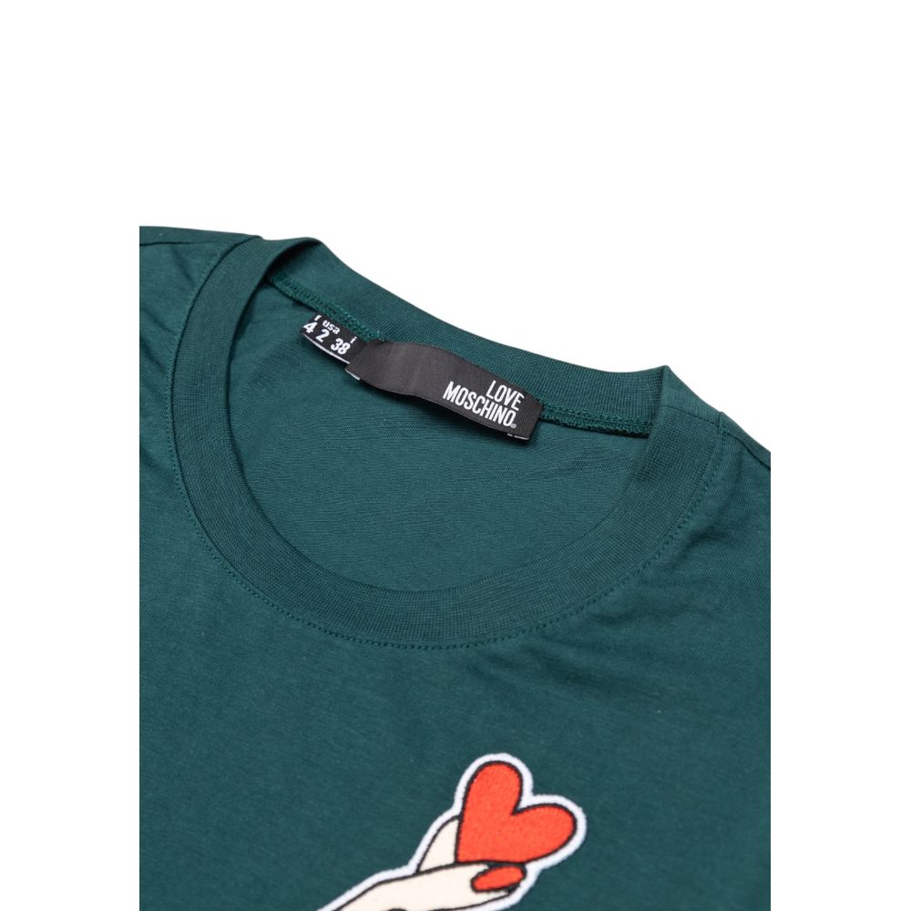 Love Moschino T-shirt in cotone verde